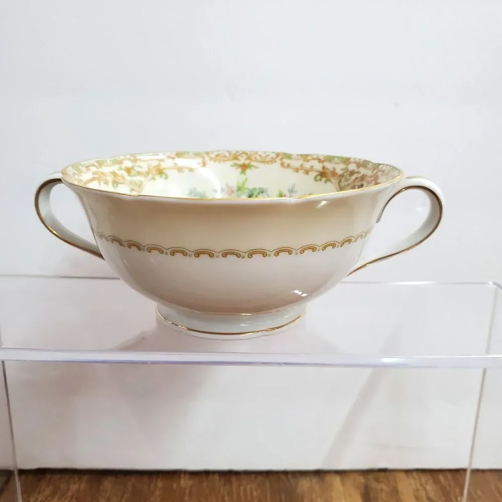 Vintage Noritake Veona Cream Soup Bowls Set of 3 Double Handle Porcelain Japan